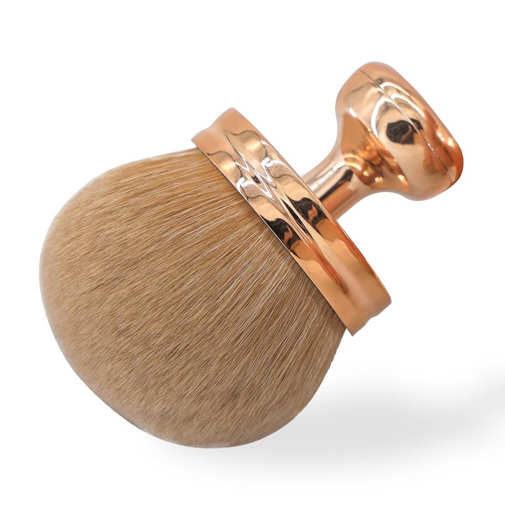 Extra széles sminkecset testre és arcra, NOUSEG, ovális, rózsaszín arany, táskával