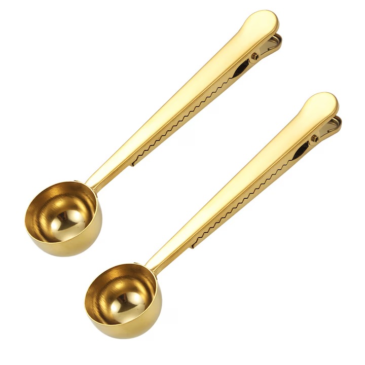 Set 2 x Lingura cu Cleste pentru Cafea, COMEWE, Inox, Maner Lung, Argintiu