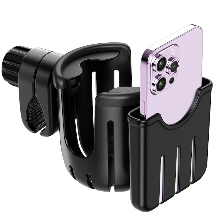 COMEWE univerzális pohár- és telefontartó, csúszásmentes szilikon, 360-ban forgatható, fekete