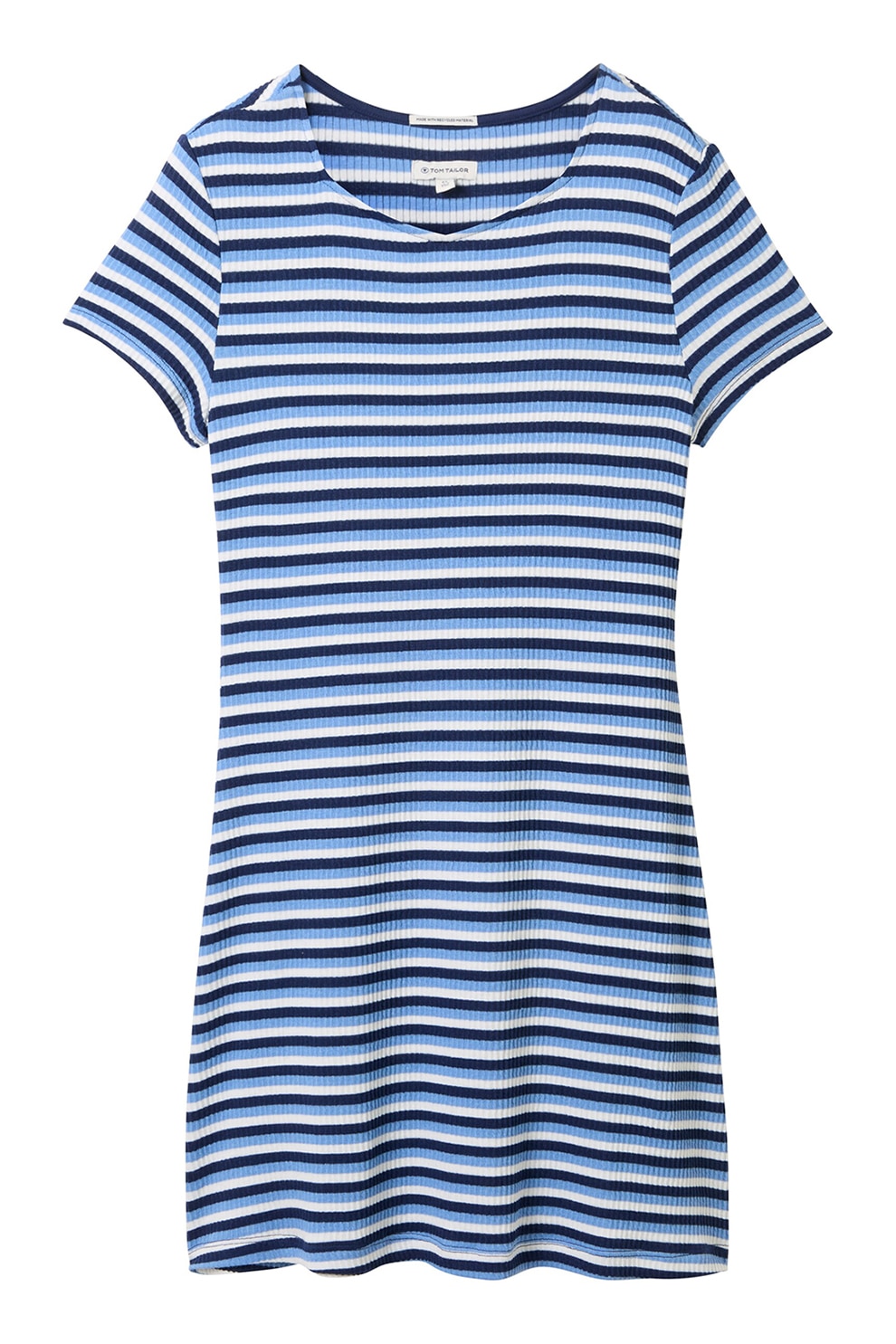 Tom Tailor, Rochie in dungi cu aspect striat, Alb, Albastru, Bleumarin, 164 CM