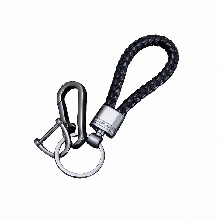 SANFACE kulcstartó, fonott természetes bőr, fekete, férfi