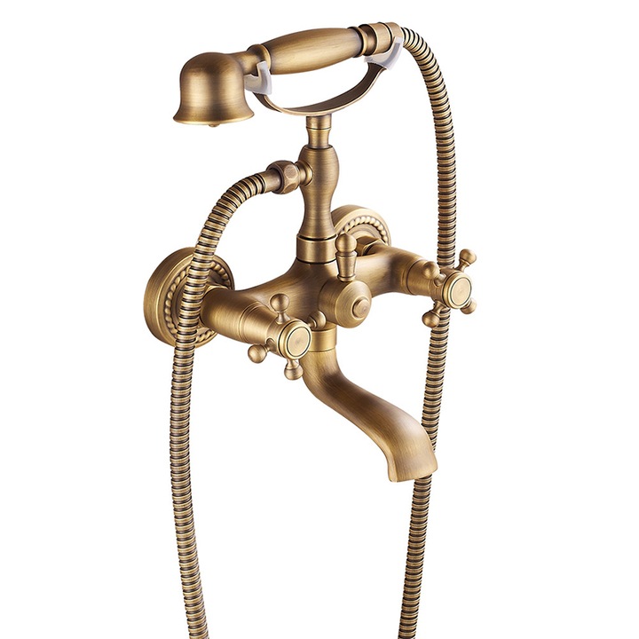 Bronz kádcsaptelep, antikolt bronz, falra szerelhető, egykaros, YWX, arany