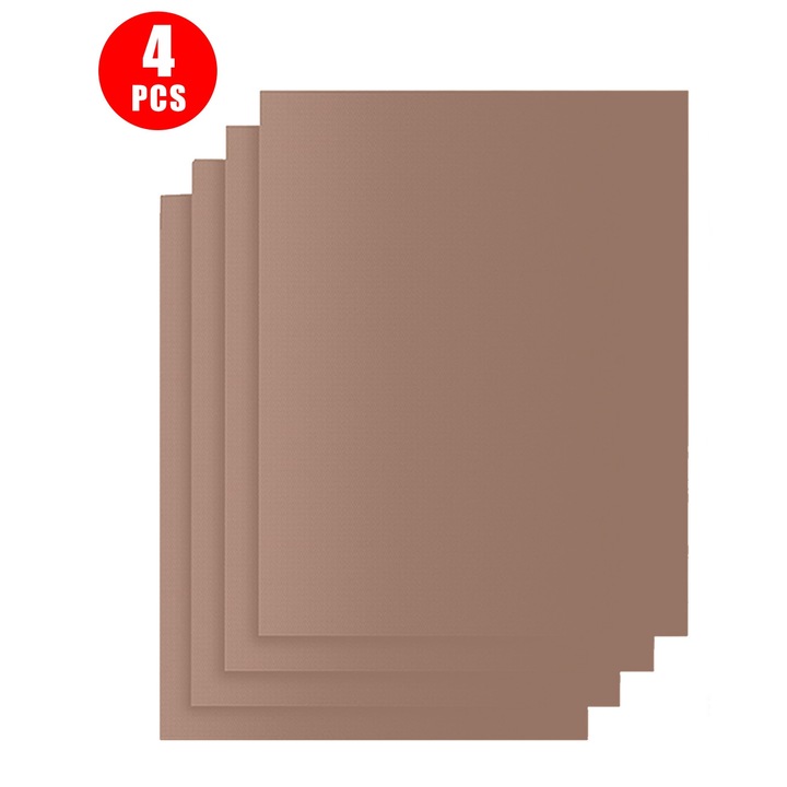 4 db Yhemday® hőálló tapadásmentes teflon grillszőnyeg készlet, 40 x 33 cm, réz