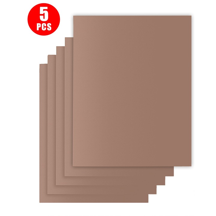 5 db Yhemday® hőálló tapadásmentes teflon grillszőnyeg készlet, 40 x 33 cm, réz