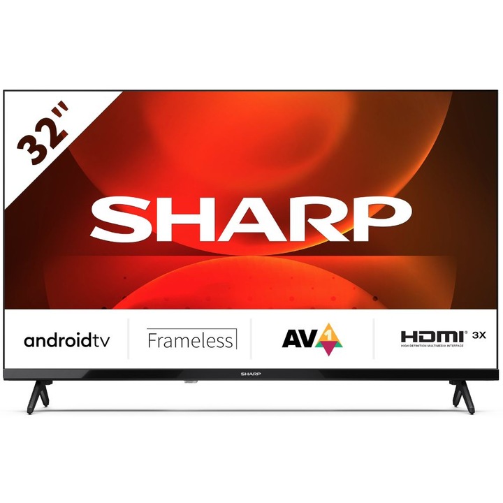 Телевизор Sharp LC-32FH2EA, 32” (80 см), HD Ready, Android TV, Черен