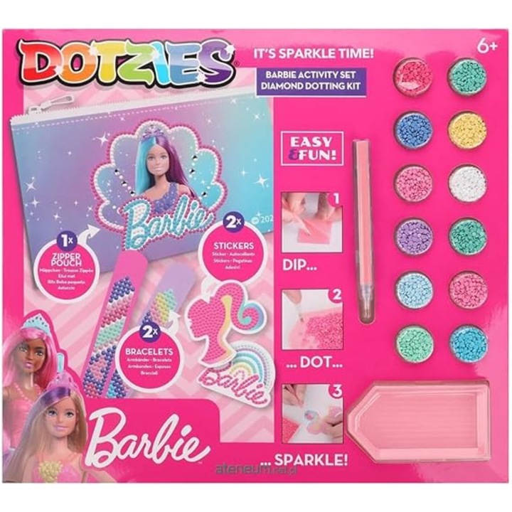 Set creativ 5 in 1, Barbie, pictura cu diamante, Diamond Dotz®