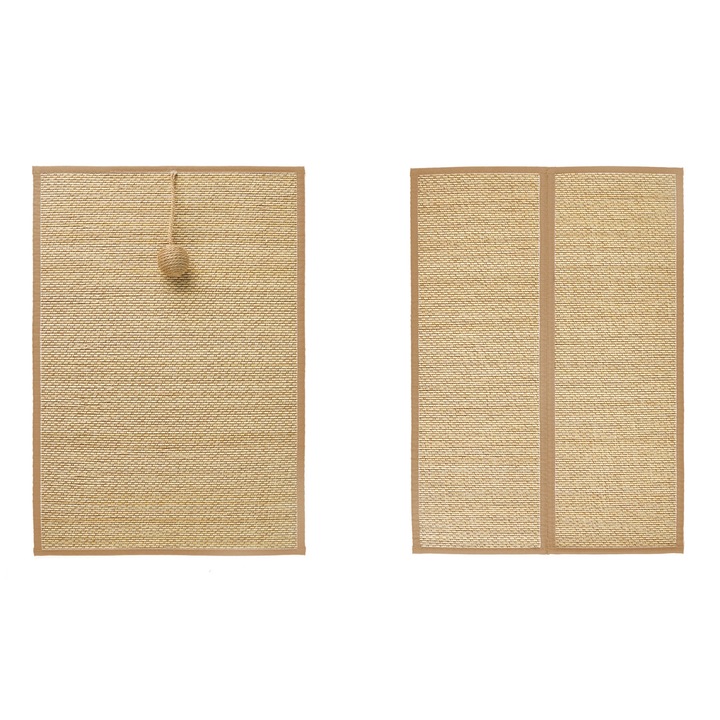 2db játszószőnyeg készlet macskáknak, BOMSTOM, Szövő bambusz/Szizal, 60x40cm, Bézs