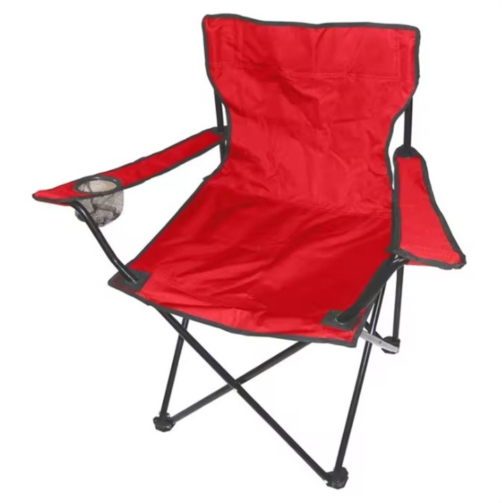 Scaun camping coshop®, pliabil, suport pentru pahar, husa, 50 x 50 x 80 cm, rosu