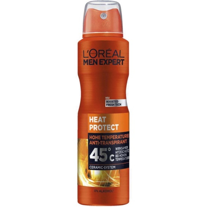Deodorant, L'Oreal, Men Expert, Heat Protection, Impotriva Transpiratiei Excesive, Protectie pana la 45°C, fara Alcool, 150ml