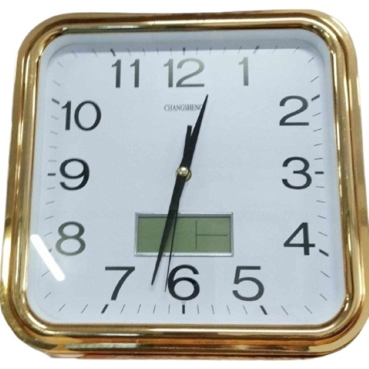 Négyzet formájú quartz óra +elektronikus dátum kijelzővel 30 cm