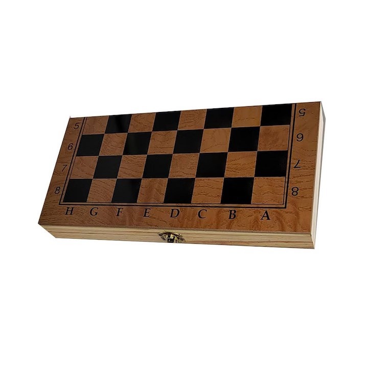 Joc de Sah, Table si Dame, 29cm, Tabla si Piese din Lemn, 2023