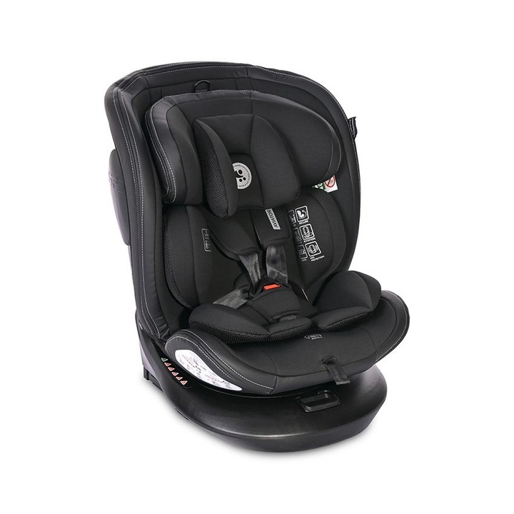 Столче за кола, Lorelli, Aviator, Isofix, i-Size, 0 месеца-12 години, R129 сертифицирано, 360 градусова въртяща се основа, регулируемо, система за защита от страничен удар, система против преобръщане, Black Jasper, 40-150 см