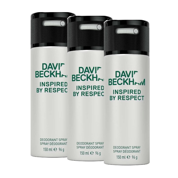 Deodorant spray pentru barbati David Beckham Inspired by Respect, 3 x 150 ml