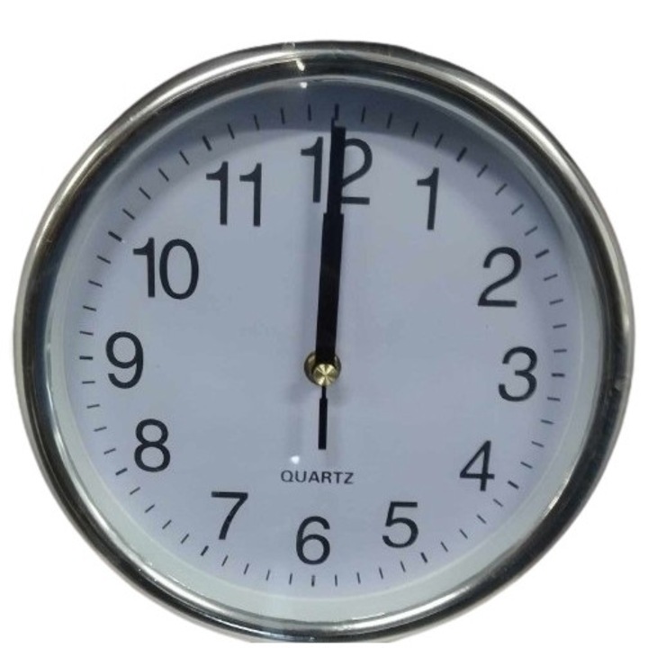 Ezüst színű fali óra quartz szerkezettel