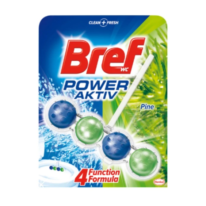 Fürdőszoba WC-frissítő Bref Power Aktiv Pine, 50 g 3 db