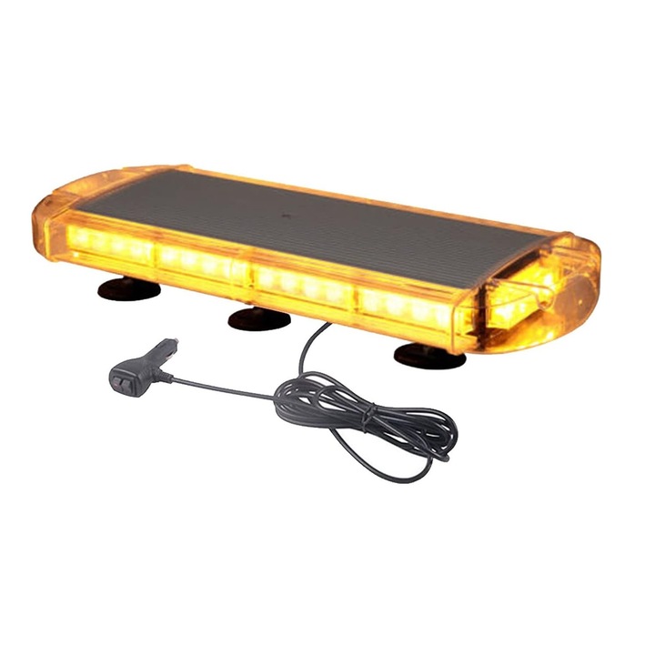 Led аварийна сигнална лампа с магнити 10 режима на работа E-Mark E9 жълто оранжева светлина за пътна помощ платформа снегорин багери и други 55см 12-24V