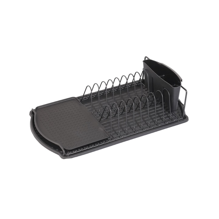 Scurgator vase bucatarie Shopiens®, din metal si plastic, 47 x 26.5 x 11 cm, negru