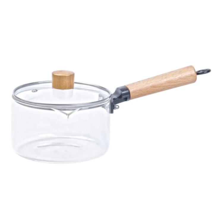 Cratita din sticla cu capac si maner, Neirini, Transparent, 1.8 l