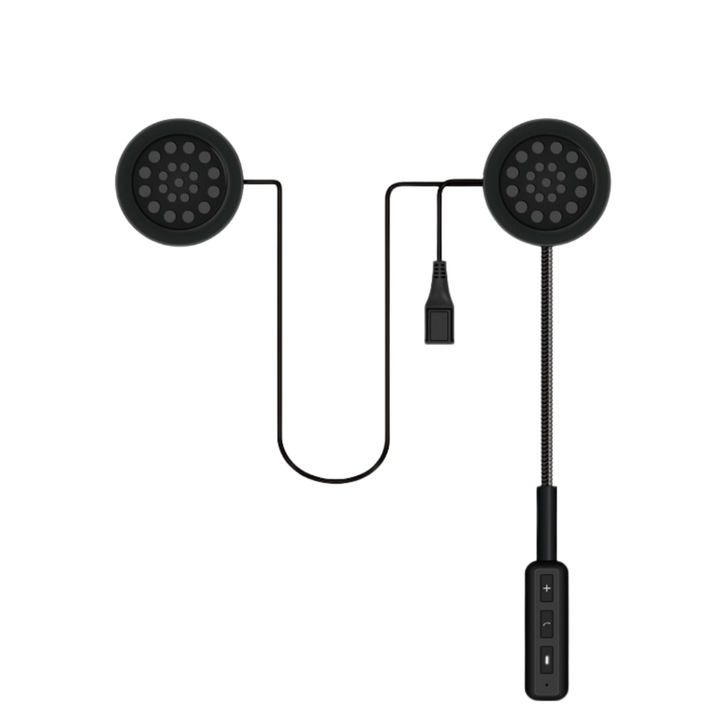 Sistem de comunicare interfon pentru motociclete, cu casti wireless, sunet stereo, tehnologie bluetooth 50, capacitate de raspuns automata, negru elegant