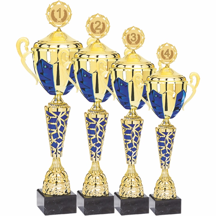 Set 4 Cupe Podium cu Capac, Metal, Plastic, Marmura, 60, 56, 50, 43 cm