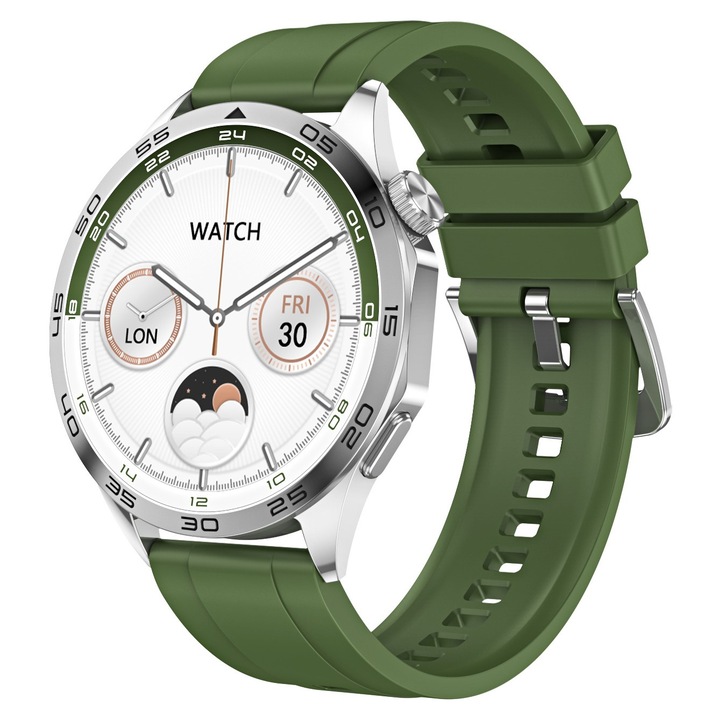 Ceas Smartwatch All-in-One DG Sync ST4: Ecran 1.43", rezistent la apa IP68, monitorizeaza sanatatea, functii fitness, gestioneaza apelurile bluetooth si primeste notificarile telefonului, culoare verde