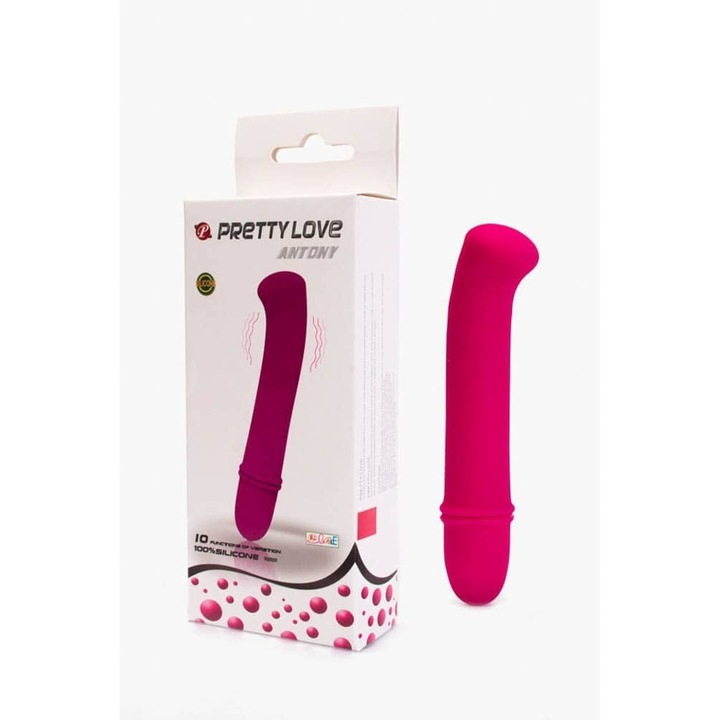 Szilikon vibrátor Pretty Love Antony, vízálló, G-pont stimuláció, 11-15 cm hosszú, 1,6-2,4 cm átmérő, rózsaszín