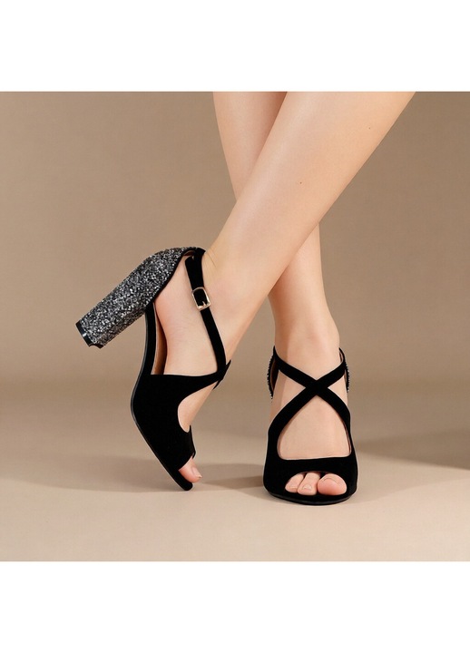 Sandale elegante cu toc X23-362negru 101471, Negru