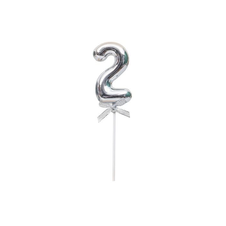 Topper tort, cifre, plastic, H 20 cm, culoare argintiu, B.S.P. / SL318_2