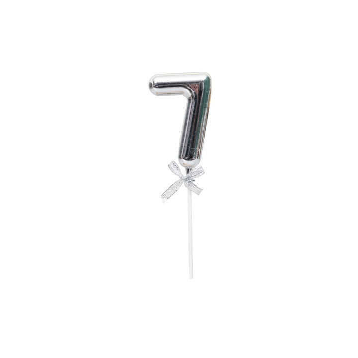 Topper tort, cifre, plastic, H 20 cm, culoare argintiu, B.S.P. / SL318_7
