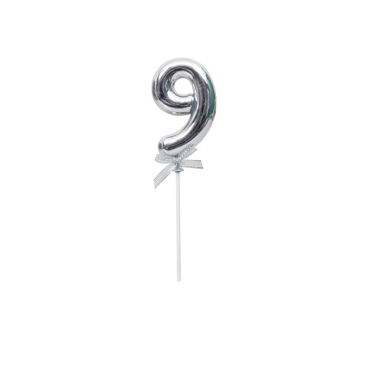 Topper tort, cifre, plastic, H 20 cm, culoare argintiu, B.S.P. / SL318_9