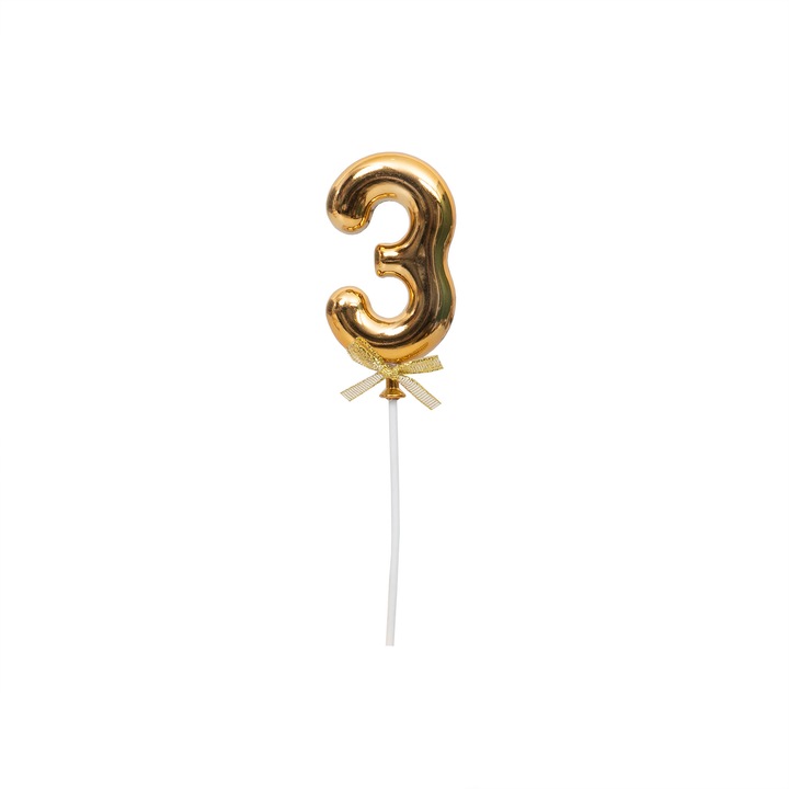 Topper tort, cifre, plastic, H 20 cm, culoare auriu, B.S.P. / SL318_13