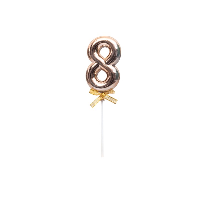 Topper tort, cifre, plastic, H 20 cm, culoare roz, B.S.P. / SL318_28
