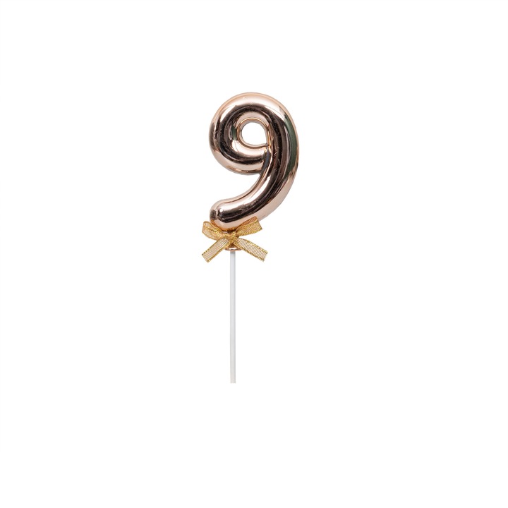 Topper tort, cifre, plastic, H 20 cm, culoare roz, B.S.P. / SL318_29