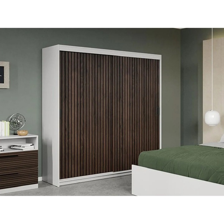 Dulap dormitor, Line, Stejar Inchis, 184cm, Pal Melaminat