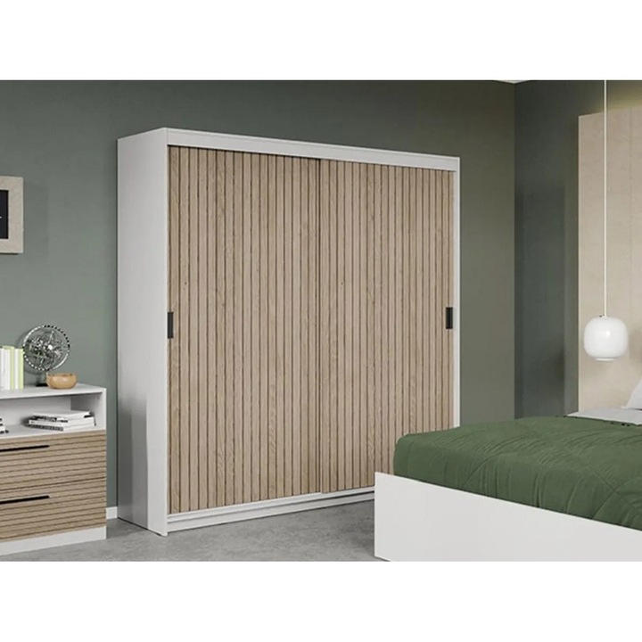 Dulap dormitor, Line, Stejar Natur, 184cm, Pal Melaminat