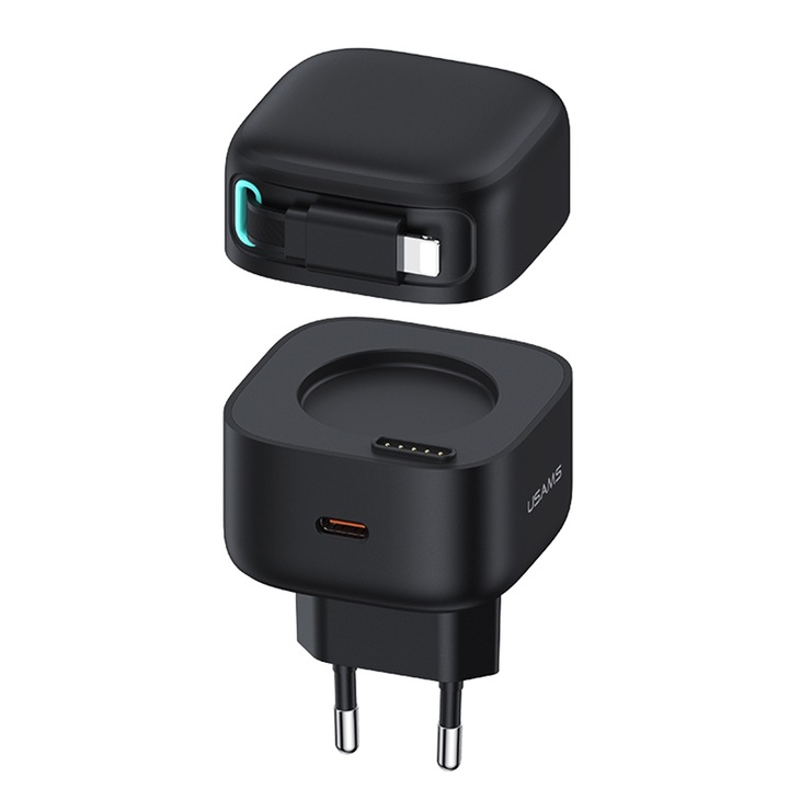 Зарядно устройство Usams XMF Series (US-CC209), USB-C PD35W с Lightning кабел, черно