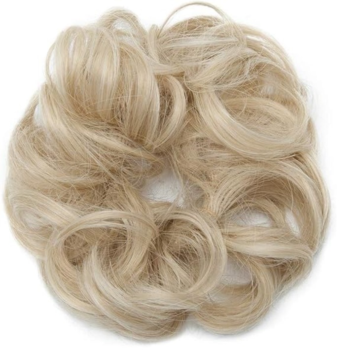 Extensie Coc Blond Cenusiu, elastic din par sintetic cu aspect natural, par ondulat, fibra Futura Heat, calitate premium, Animis Beauty