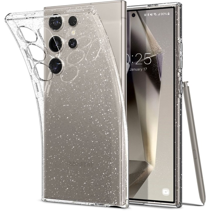 Husa pentru Samsung Galaxy S24 Ultra S928, Liquid Crystal Glitter, Grip Pro, U1189, Transparenta
