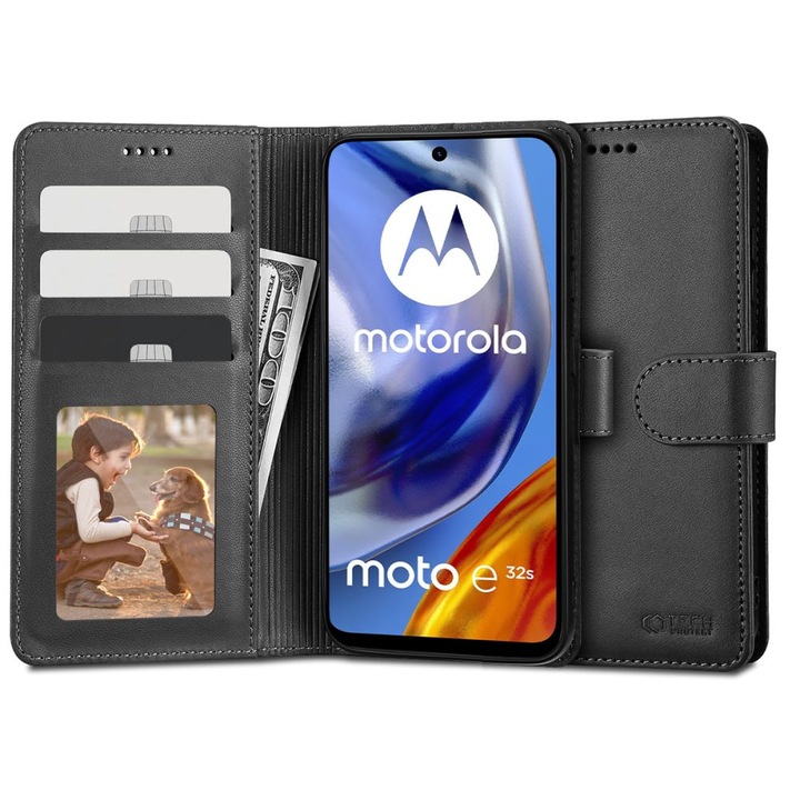 Калъф, За Motorola Moto E32s / E32 / G22, Портфейл, Xtreme Armor, U1190, Черен