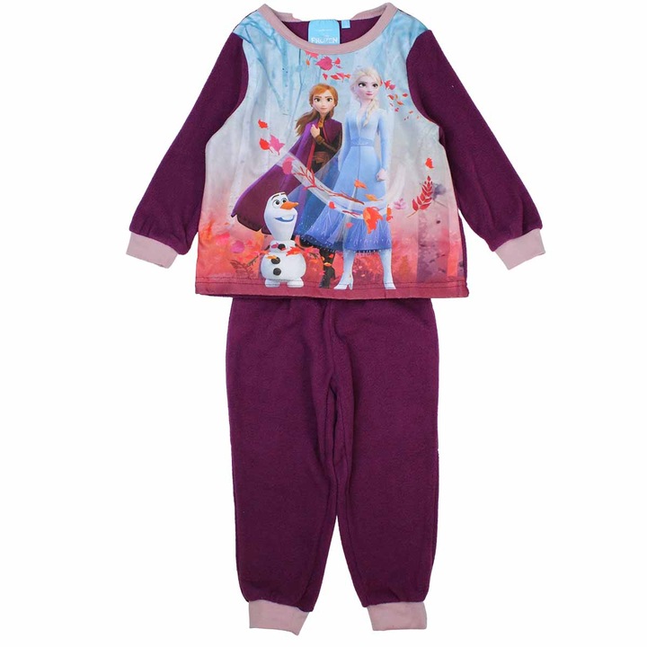 Детска пижама с дълъг ръкав, полар, лилава, Frozen, Лилав