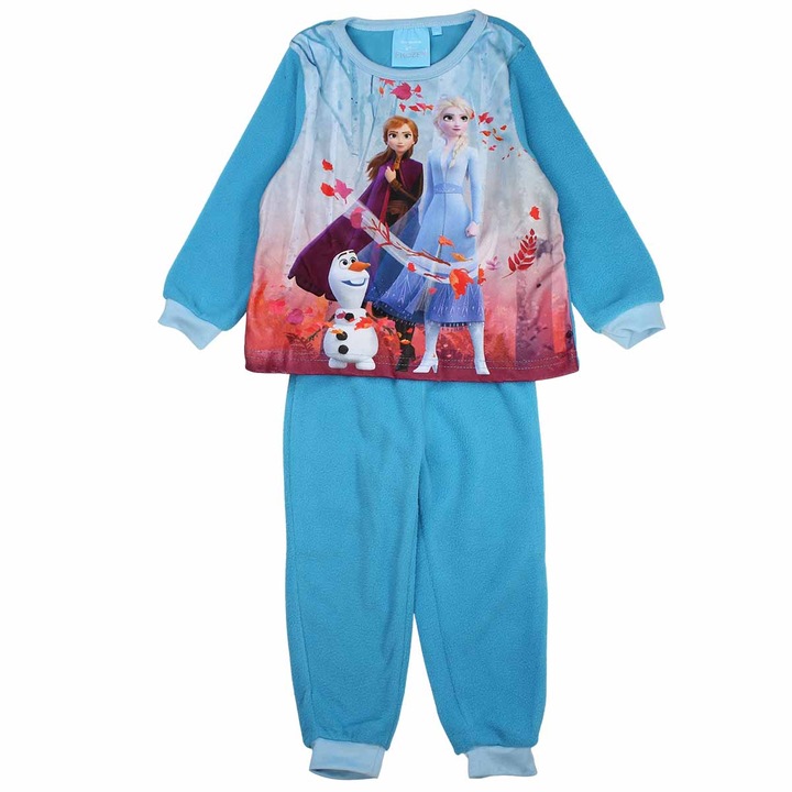 Детска пижама с дълъг ръкав, полар, синя, Frozen, Син