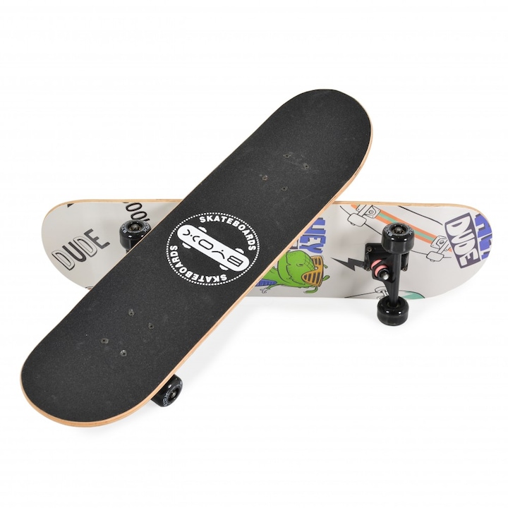 Skateboard 79 cm Byox Dude cu placa antiderapanta, rulmenti ABEC-5, roti poliuretan