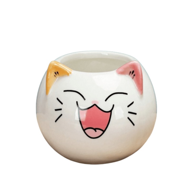 Ghiveci Decorativ pentru Flori sau Suculente, Model Cap Pisicuta, Culoare Alb, 5.6 CM