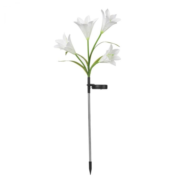 Napelemes LED liliomlámpa 4 virággal, magassága 80 cm, kerthez, eMazing
