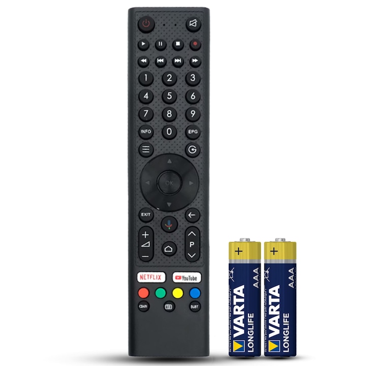Telecomanda compatibila Smart Tech, seriile SMT32S10HC4U2G1, SMT43S10UC2U2G1, SMT50S10UC2U2G1, 50F30UC2, 55F30UC2, SMT32F30HC4U1B1, TEMIX®, baterii incluse