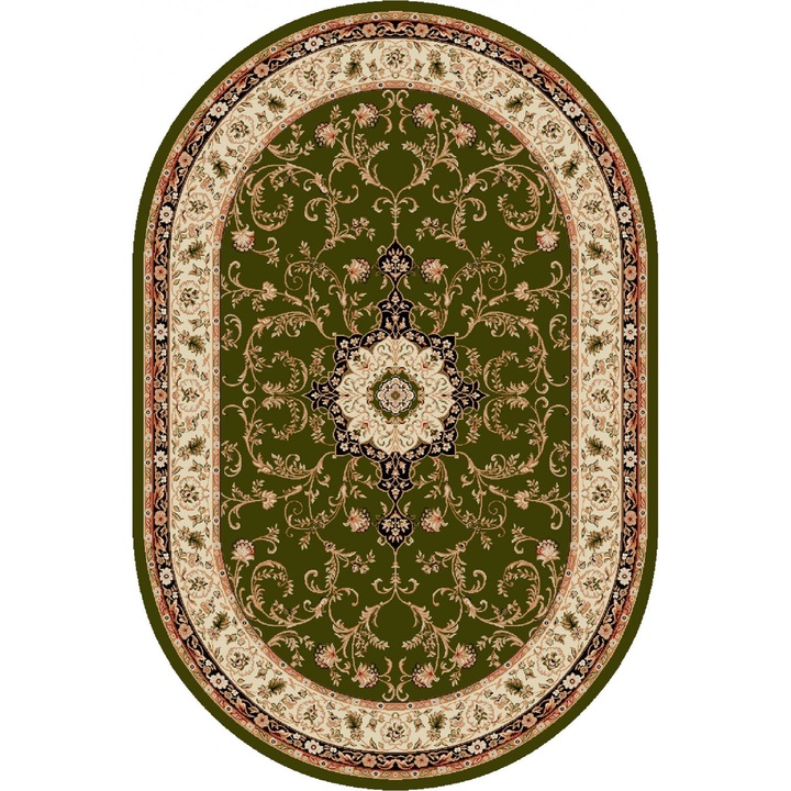 Класически килим, Home Vista, Lotos 523, Овален, Зелен, 50x80 см