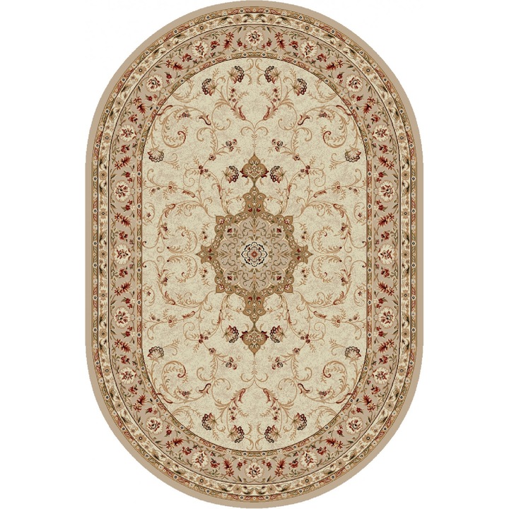 Klasszikus szőnyeg, Home Vista, Lotos 523, ovális, krém/bézs, 50x80 cm
