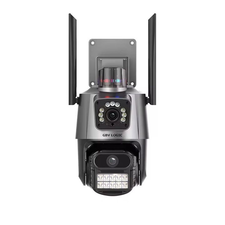 Dupla térfigyelő kamera P11 Pro WIFI GBV LOGIC, 6 MP, kültéri/beltéri, 5x zoom, forgó, mozgásérzékelő, alkalmazás, vízállóság, infravörös, emberérzékelés, kártyanyílás, éjjellátó