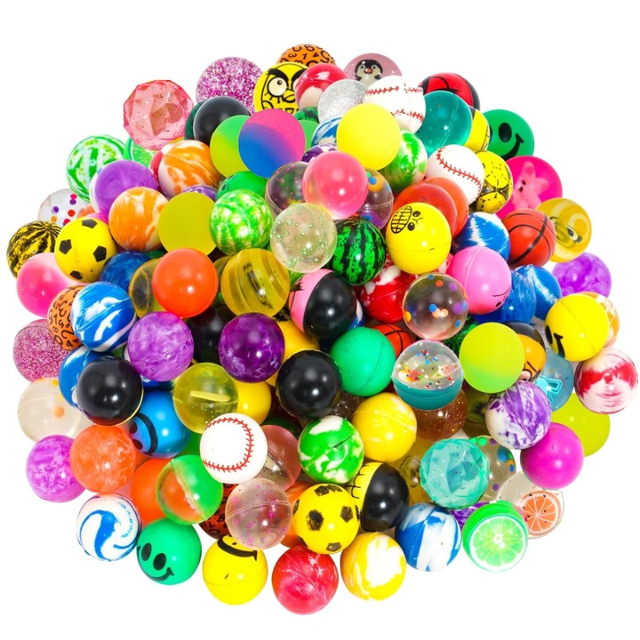 Комплект от 100 детски гумени топки, TopGearWorld®, 30 мм, многоцветни, клас А