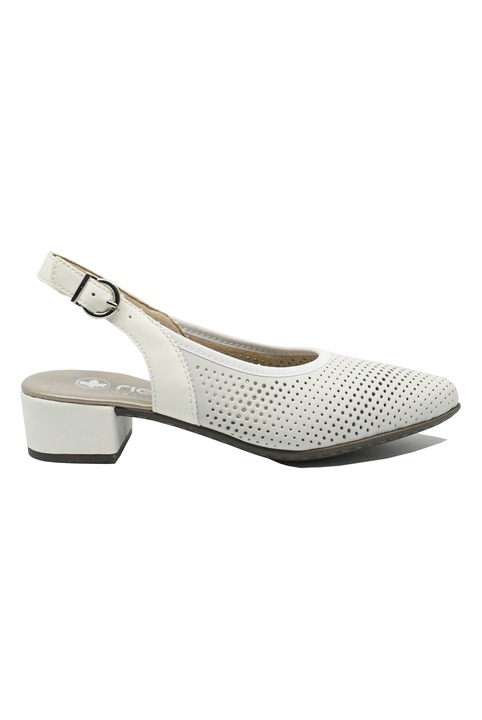 Pantofi decupati Rieker din piele naturala albi cu buline perforate RIK47066-80, Alb